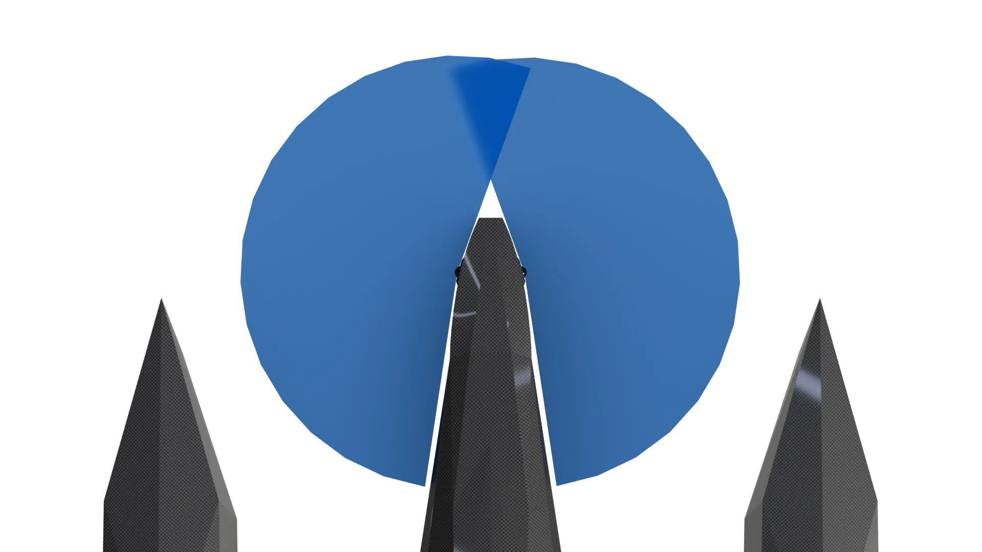 Visualisation of the usable forward field of view of the two wide-angle cameras