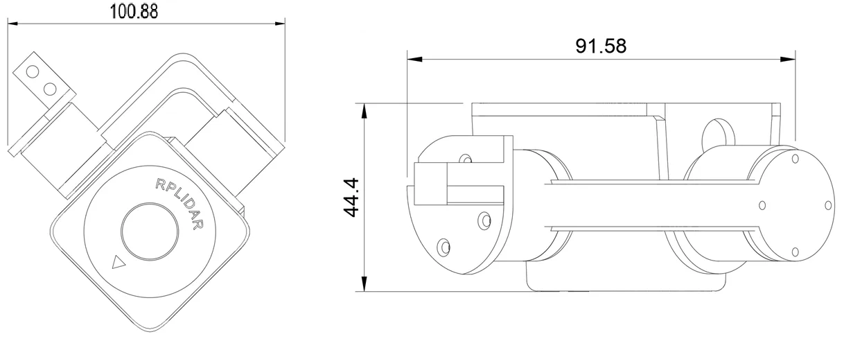 Technical drawing of the custom front-lidar gimbal