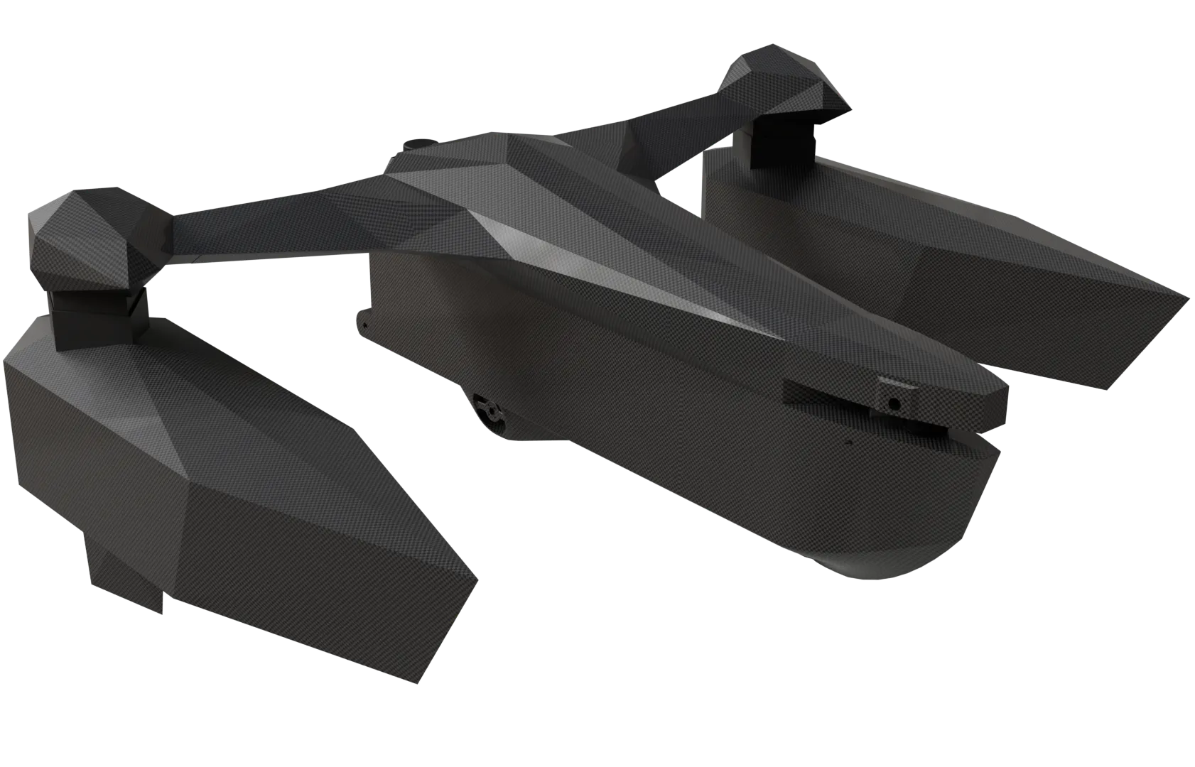 Render of the Ligmax trimaran: a carbon-fibre main hull flanked by two outriggers on retractable arms
